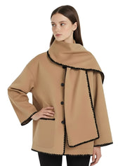 Nellie | Cape Coat with Contrast Trim