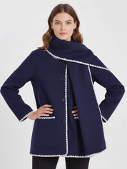 Nellie | Cape Coat with Contrast Trim