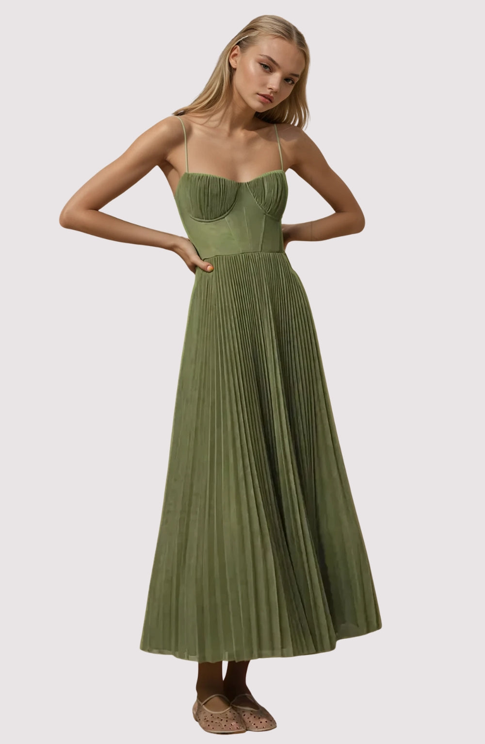 Hayley | Bustier Sleeveless Midi Dress