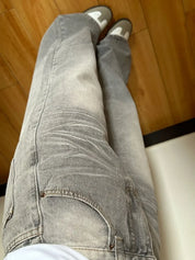 Holly | Verwaschene graue High-Waist Baggy Jeans