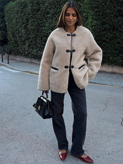 Liz | Faux Shearling Toggle Coat