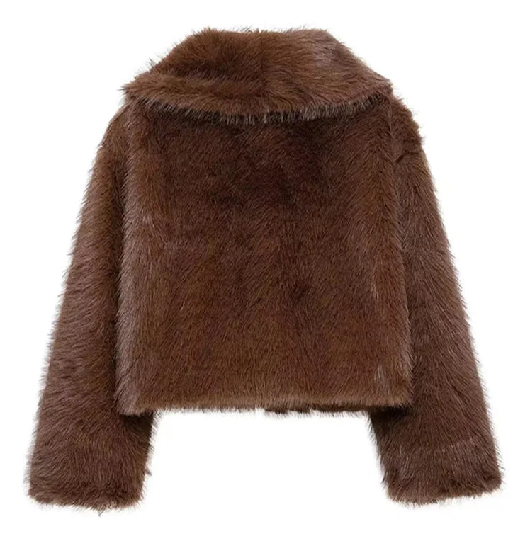 Ayla | Cropped Faux Fur Jacket with Wide Collar