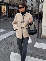 Liz | Faux Shearling Toggle Coat