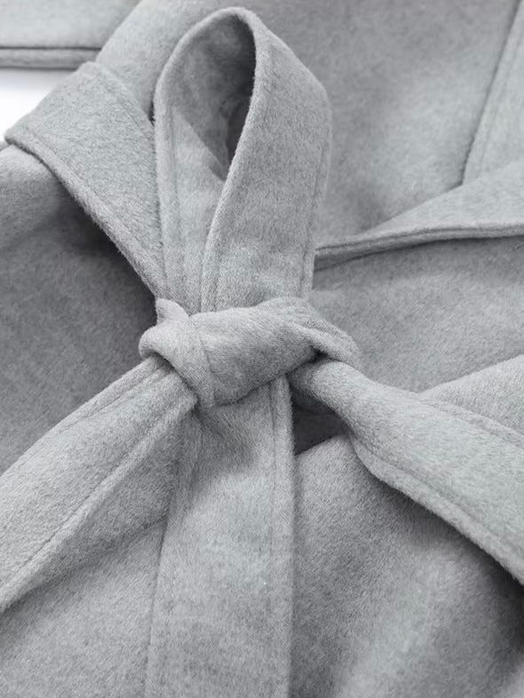 Celine | Belted Coat with Faux Fur Cuffs