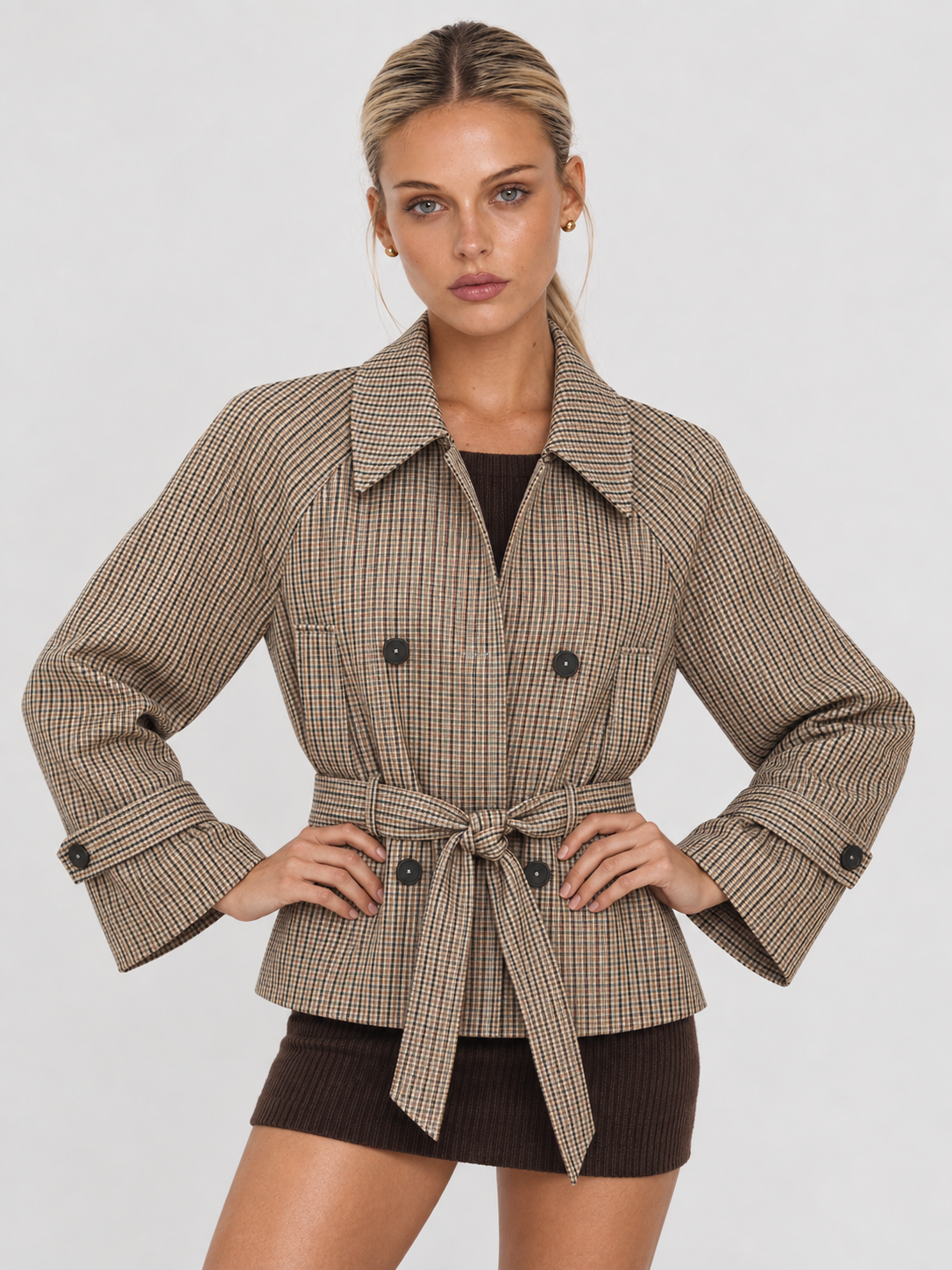 Bruyère | Checked Belted Trench Jacket