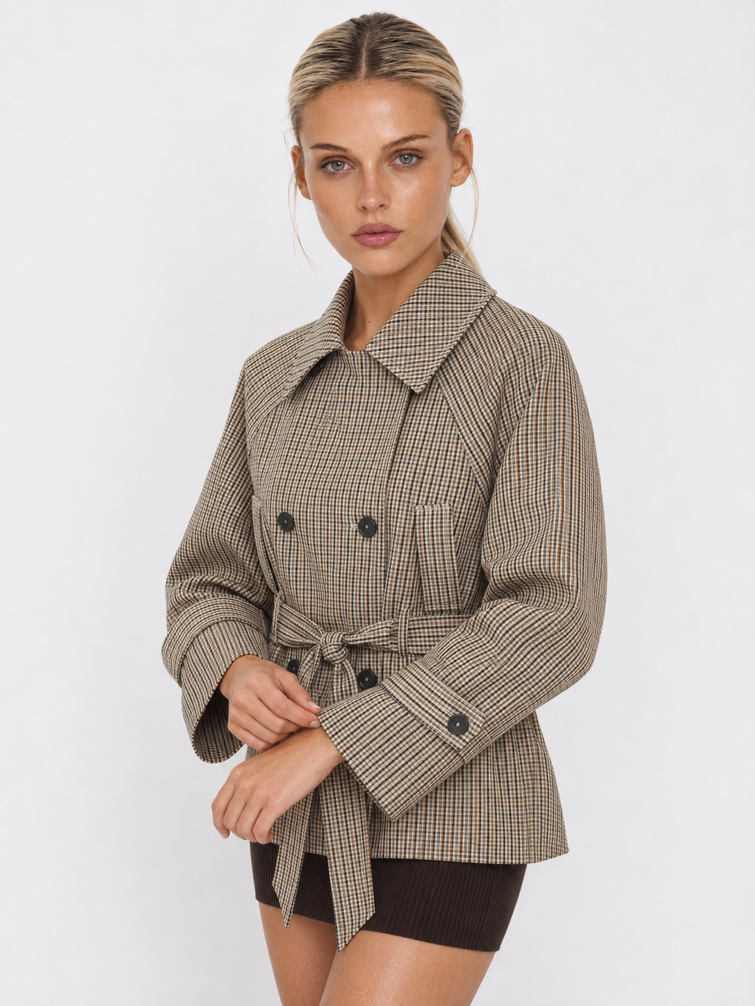 Bruyère | Checked Belted Trench Jacket