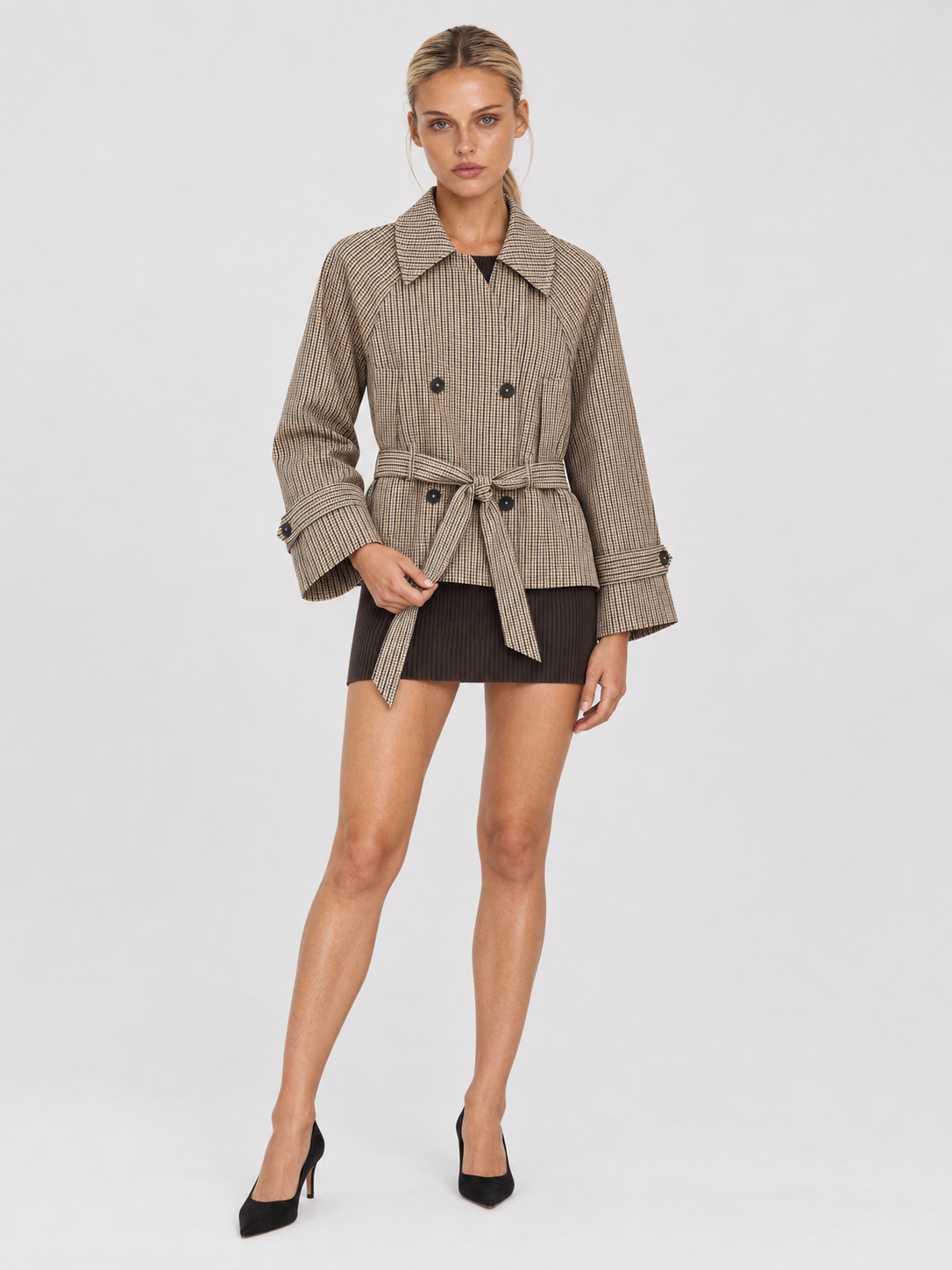 Bruyère | Checked Belted Trench Jacket