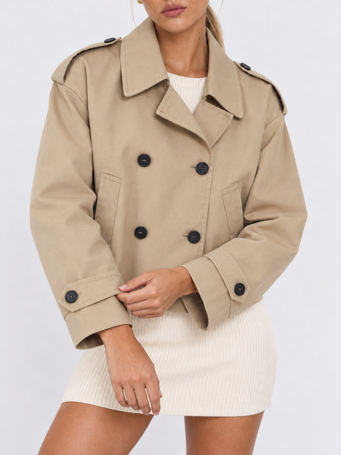 Colette | Cropped Double-Breasted Trench Jacket