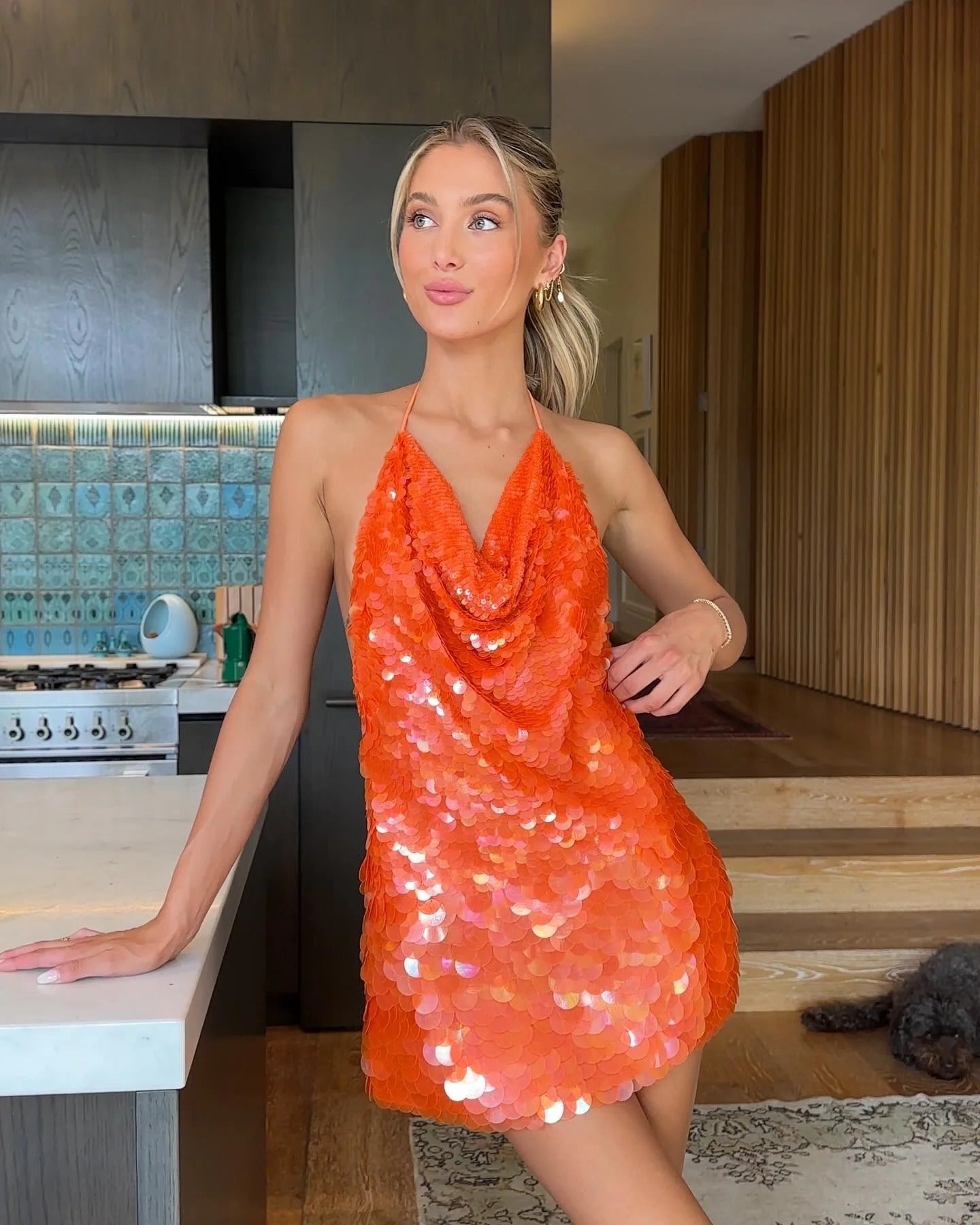 Karina | Halter Neck Sequin Backless Mini Dress