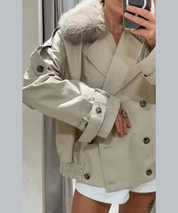 Cameron | Cropped Jacket with Faux Fur Collar