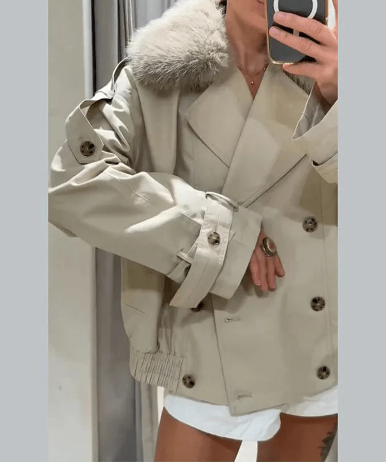 Cameron | Cropped Jacket with Faux Fur Collar