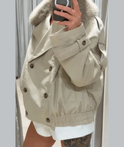 Cameron | Cropped Jacket with Faux Fur Collar